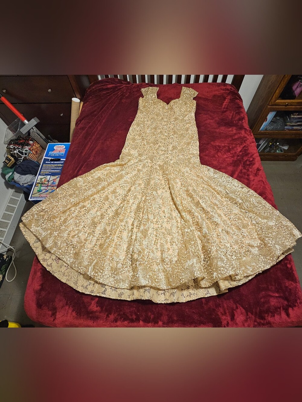 Marsoni By Colors Gold Sequin Prom Dress